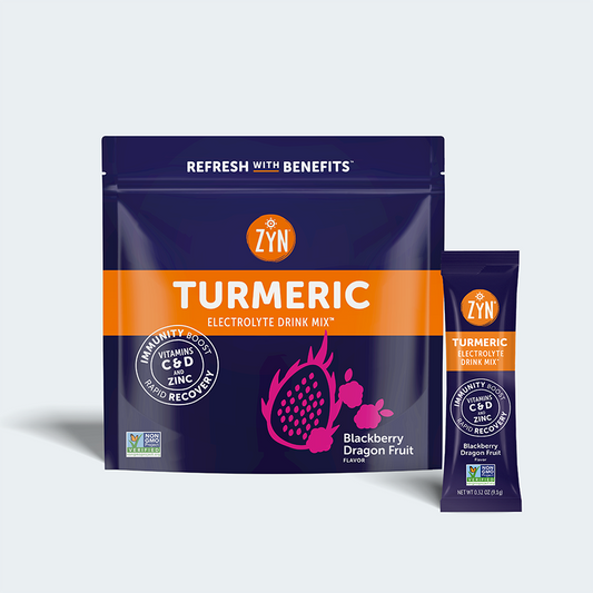 ZYN Turmeric Electrolyte Drink Mix in Blackberry Dragon Fruit Flavour Sachets
